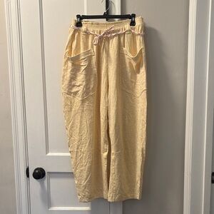 Light Yellow Barrel SweatPants with Drawstring with Cutie Pockets